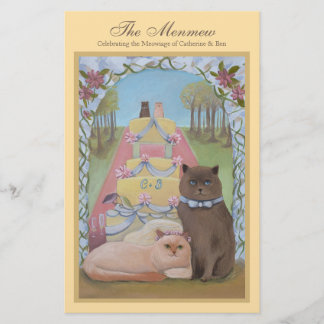 Cat Couple Yellow Wedding Menu Kaart