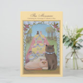 Cat Couple Yellow Wedding Menu Kaart (Staand voorkant)