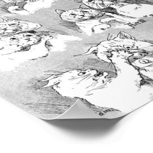 Cat, Courtship & Marriage, Bride, Louis Wain Poster (Hoek)