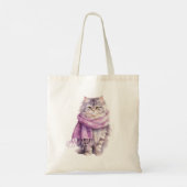 Cat Cozy Winter Paarse sjaal Tote Bag (Achterkant)