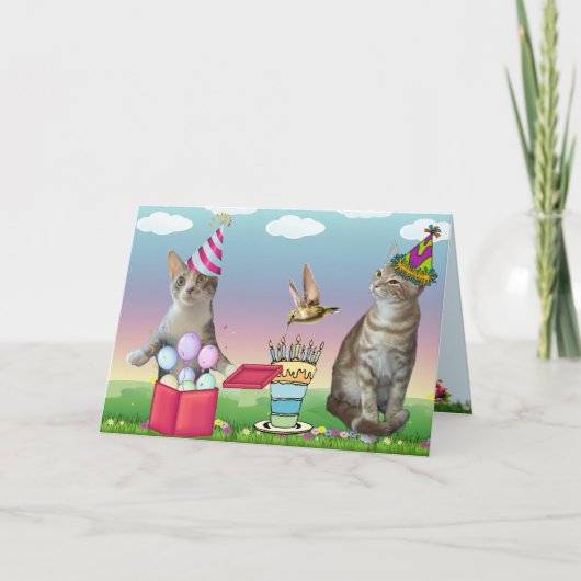 Cat Crazy Verjaardag Kaart (Voorkant)