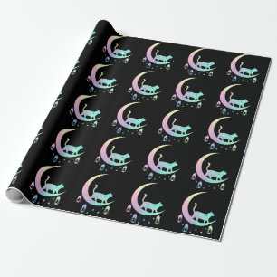 Cat Crescent Moon Horoscope Pastel Gothic Wicca Cadeaupapier