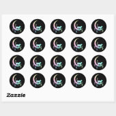 Cat Crescent Moon Horoscope Pastel Gothic Wicca Ronde Sticker (Vel)