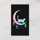 Cat Crescent Moon Horoscope Pastel Gothic Wicca Visitekaartje (Voorkant)