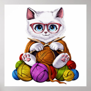 Cat Crocheting Poster