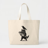 Cat, Crow, and Catch Grote Tote Bag (Voorkant)