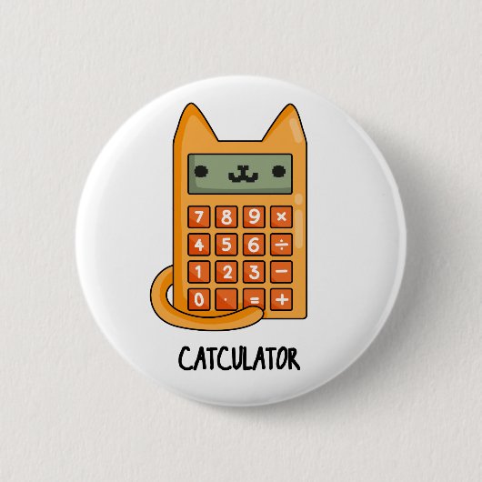 Cat-culator Funny Kitty Cat Calculator Pun Ronde Button 5,7 Cm (Voorkant)