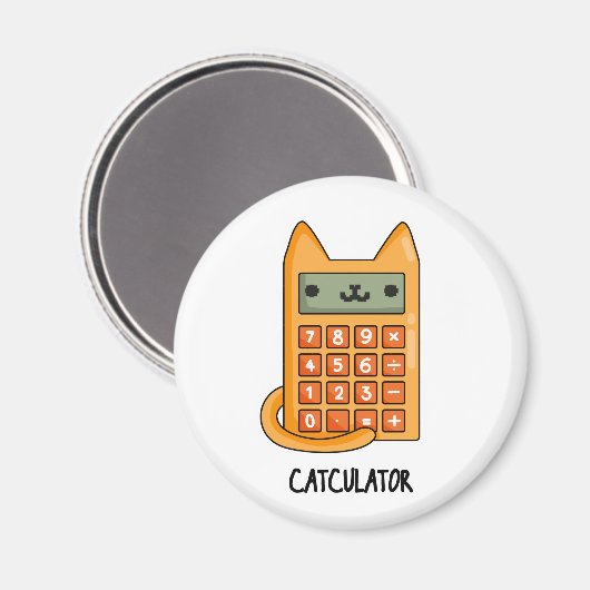 Cat-culator Grappige Calculator Pun Magneet (Voorkant / Achterkant)