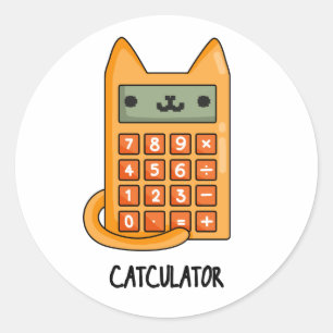 Cat-culator Grappige Calculator Pun Ronde Sticker