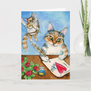 Cat Cupid Valentijnsdag wenskaart Feestdagen Kaart