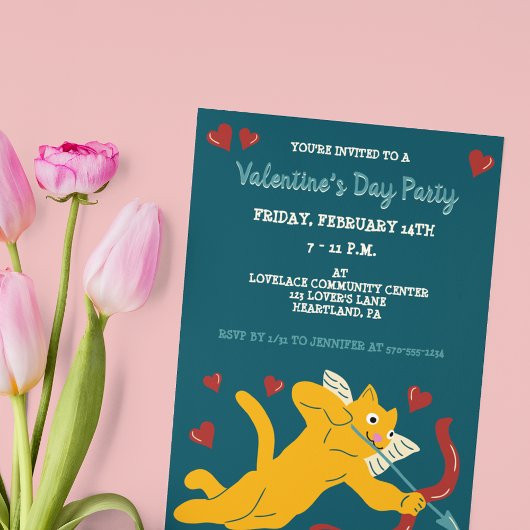 Cat Cupido Custom Valentijnsdag Party Kaart