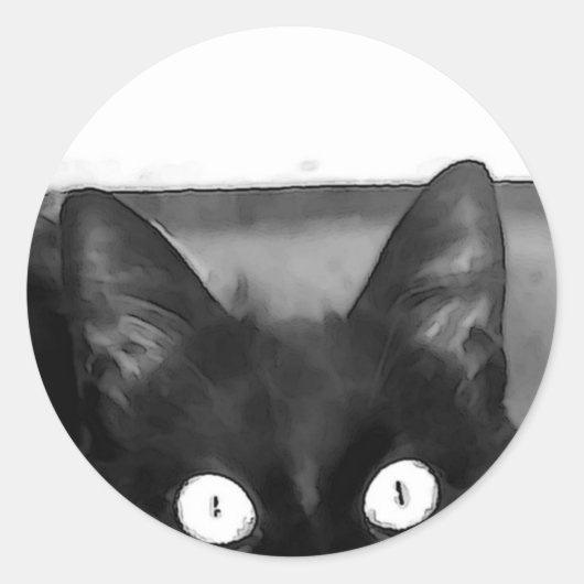 Cat Curiosity Ronde Sticker (Voorkant)