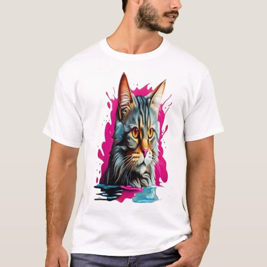 Cat Curious T-shirt (Voorkant)