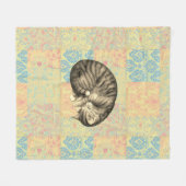 Cat curled up sleeping on quilt cute cozy fleece deken (Voorkant (Horizontaal))
