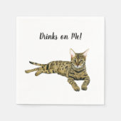 Cat Custom Cocktail Napkin Servet (Voorkant)