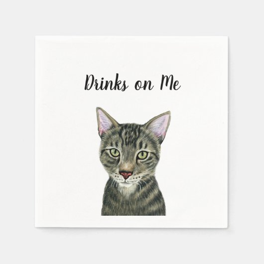 Cat Custom Cocktail Napkin Servet (Voorkant)