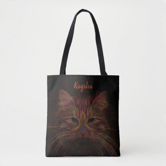 Cat Custom Oranje Rust Copper Fine Art Tote Bag (Voorkant)