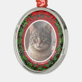 Cat Custom photo First Christmas wreath Metalen Ornament (Links)