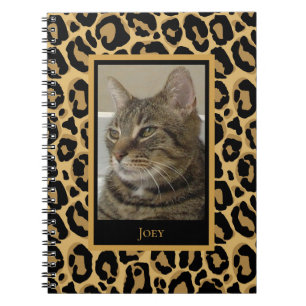 Cat Custom Photo Name Leopard Pattern Notitieboek