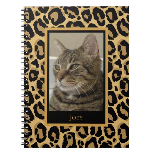 Cat Custom Photo Name Leopard Pattern Notitieboek (Voorkant)