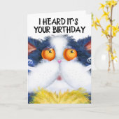 CAT CUTE CAT ART FUNNY BIRTHDAY WENSKAARTEN KAART (Gele Bloem)