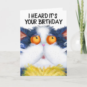 CAT CUTE CAT ART FUNNY BIRTHDAY WENSKAARTEN KAART