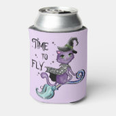 Cat Cute Flying Witch Cat | Vliegtijd Blikjeskoeler (Blikje Achterkant)