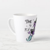Cat Cute Flying Witch Cat | Vliegtijd Latte Mok (Linkerhoek)
