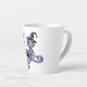 Cat Cute Flying Witch Cat | Vliegtijd Latte Mok (Rechterhoek)