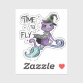 Cat Cute Flying Witch Cat | Vliegtijd Sticker (Vel)
