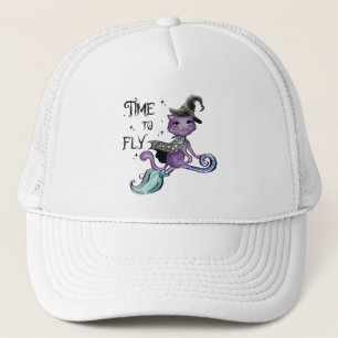 Cat Cute Flying Witch Cat   Vliegtijd Trucker Pet