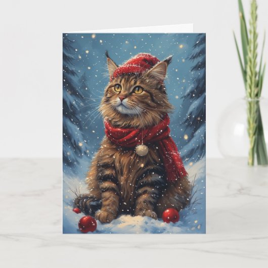 Cat Cute Holiday Kaart (Voorkant)