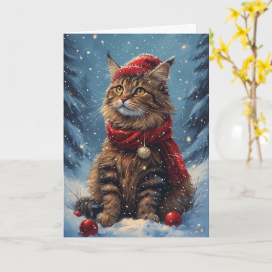 Cat Cute Holiday Kaart (Gele Bloem)