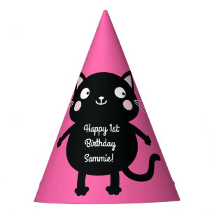 Cat Cute Kat Colorful 1st Birthday Party Thema Feesthoedjes