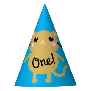 Cat Cute Kat Colorful 1st Birthday Party Thema Feesthoedjes