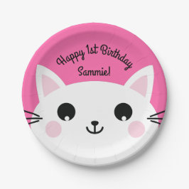 Cat Cute Kat Colorful 1st Birthday Party Thema Papieren Bordje