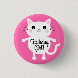 Cat Cute Kat Colorful 1st Birthday Party Thema Ronde Button 3,2 Cm