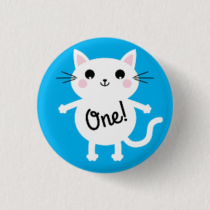 Cat Cute Kat Colorful 1st Birthday Party Thema Ronde Button 3,2 Cm