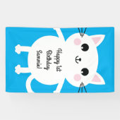 Cat Cute Kat Colorful 1st Birthday Party Thema Spandoek (Horizontaal)