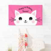 Cat Cute Kat Colorful 1st Birthday Party Thema Spandoek (Insitu)