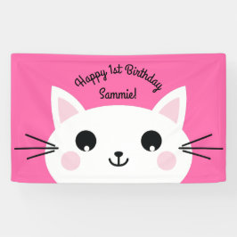 Cat Cute Kat Colorful 1st Birthday Party Thema Spandoek