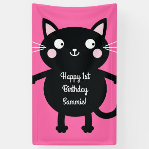 Cat Cute Kat Colorful 1st Birthday Party Thema Spandoek