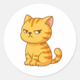 Cat Cute Oranje Tabby Cat Ronde Sticker