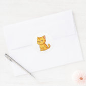 Cat Cute Oranje Tabby Cat Ronde Sticker (Envelop)