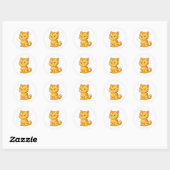 Cat Cute Oranje Tabby Cat Ronde Sticker (Vel)