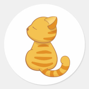 Cat Cute Oranje Tabby Cat Ronde Sticker