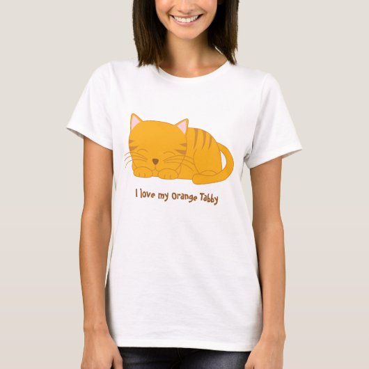 Cat Cute Oranje Tabby Cat T-shirt (Voorkant)