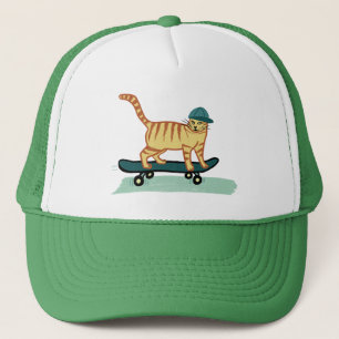 Cat Cute Skateboarding Tabby Cat Trucker Pet