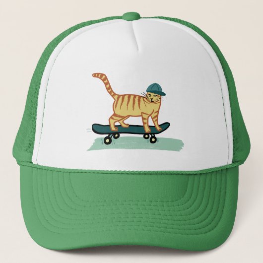 Cat Cute Skateboarding Tabby Cat Trucker Pet (Voorkant)
