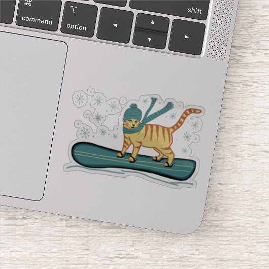 Cat Cute Snowboarding Tabby Cat Sticker (Detail)